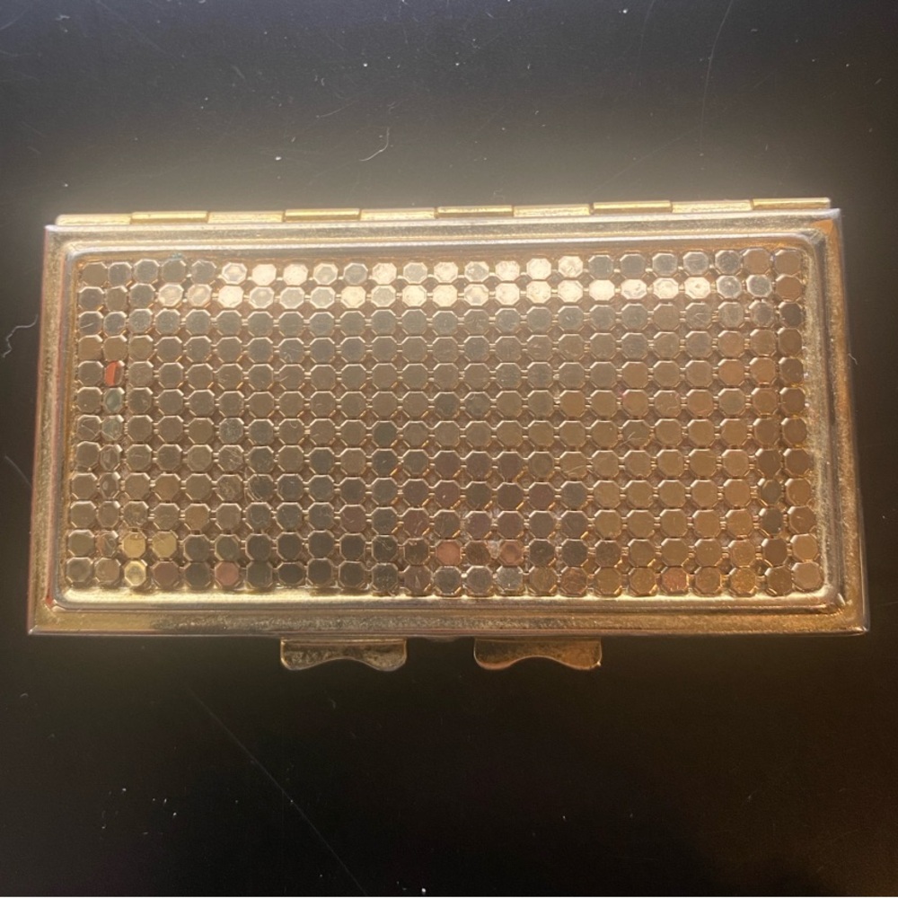 Vintage Whiting & Davis Gold Compact Case Mirror